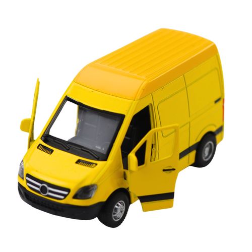 Samochód Dostawczy Metalowy Z Napędem Pull Back Światła Dźwięki Żółty 1:32 na Arena.pl