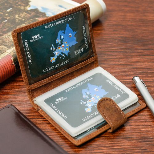 Etui Na Dokumenty Karty Skórzane Slim Beltimore Jasny  Brąz G78 na Arena.pl