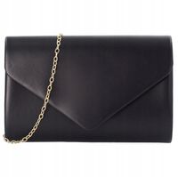 Skórzana czarna torebka wieczorowa kopertówka elegancka na wesele