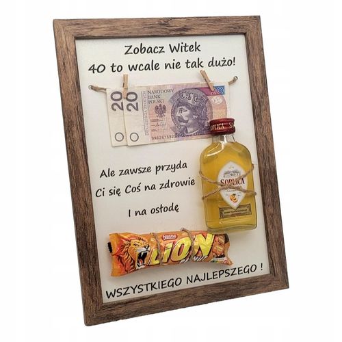 PREZENT NA 30 40 50 60 70 URODZINY RAMKA tabliczka grawer Duża ciemny na Arena.pl