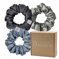 Jedwabna Gumka Do Włosów 3szt Zestaw Odcienie Szarości, Scrunchie