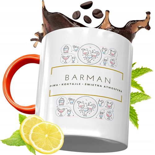 Kubek Pomarańczowy Dla Barmana Prezent Z Nadrukiem Ze Zdjęciem na Arena.pl