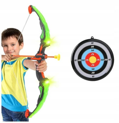 ŁUK ŚWIECĄCY LED +TARCZA DUŻY ZESTAW Z TARCZĄ DLA DZIECI STRZELANIE DO CELU na Arena.pl