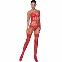passion gorset kyouka czerwony l/xl - regulowany, transparentny