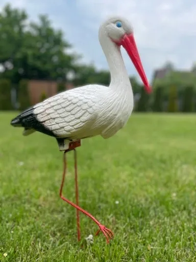 BOCIAN OGRODOWY STOJĄCY FIGURKA DO OGRODU PTAK WBIJANY DUŻY zdjęcie 1