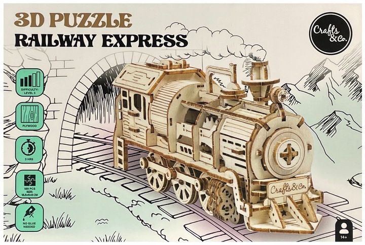 Drewniane Puzzle 3D Lokomotywa zdjęcie 1