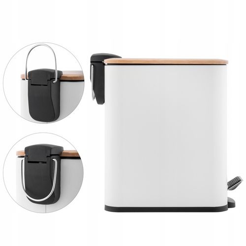 Kosz na śmieci łazienkowy 5l bambus WOLNY OPAD do wc łazienki kuchni biały na Arena.pl