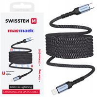 2 x KABEL SWISSTEN MAGNETIC USB-C/Lightning SAMOZWIJAJĄCY 1M