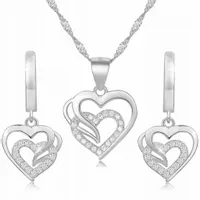 KOMPLET BIŻUTERII SREBRNEJ SERCA SERCE 925
