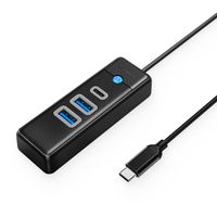 hub rozdzielacz pwc2u-c3 usb-c - usb-a usb-c - czarny