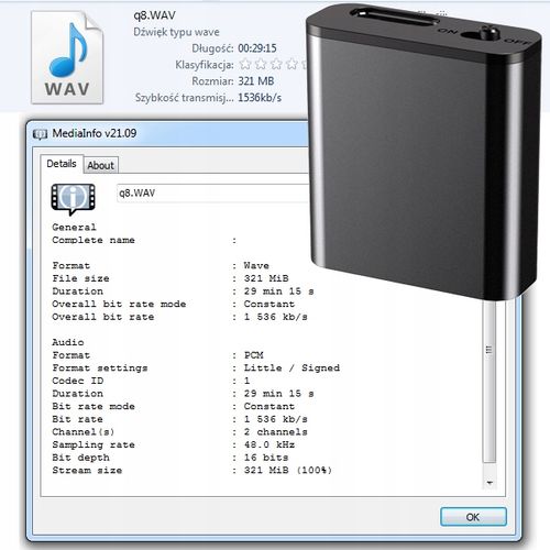 Mini Dyktafon Szpiegowski Mały 16GB Detekcja DSP Magnes Brelok na Arena.pl