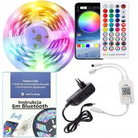 Taśma LED 6M RGB 5050 Bluetooth APLIKACJA MOBILNA Pilot Czujnik Muzyki