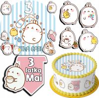 ZESTAW OPŁATEK NA TORT 20CM + 17 POSTACI - MOLANG + IMIĘ 15CM 18CM
