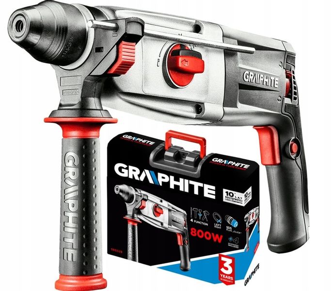GRAPHITE Młotowiertarka SDS Plus 4 funkcje 800W 3,2J w walizce 58G529 zdjęcie 1