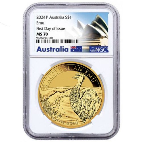 Australijski Emu 1 uncja Złota 2024 MS 70 NGC First Day of Issue na Arena.pl