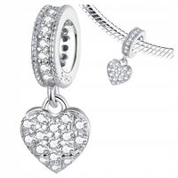 CHARMS WISZĄCE SERCE srebro 925 koralik zawieszka z cyrkoniami srebrna S925