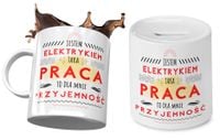 Dla Elektryka Zestaw Kubek + Skarbonka Na Prezent Z Nadrukiem Ze Zdjęciem