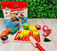 DREWNIANE WARZYWA I OWOCE DO KROJENIA NA MAGNES dla dzieci ZESTAW XXL DESKA