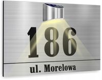 duża TABLICZKA ADRESOWA srebrna numer domu 40x30 lampka led DUŻY WYBÓR