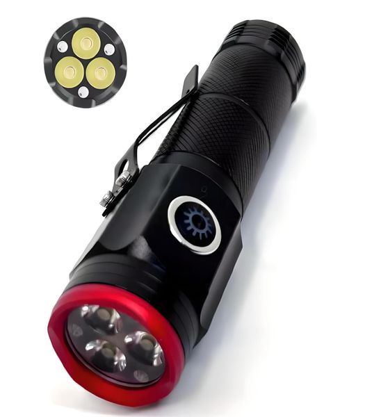 Latarka 3x LED z magnesem, 900lm, USB C, 5 trybów pracy zdjęcie 2