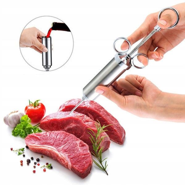 Strzykawka do PEKLOWANIA Natrysku Mięsa MARYNATĄ NASTRZYKIWARKA Stal 3 IGŁY zdjęcie 8