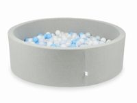 Suchy basen jasnoszary 130x40 z piłeczkami 700 sztuk (białe, perłowe, jasnobłękitne, błękitne jasne perłowe)