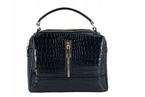 Torebka damska kuferek lakier elegancka wizytowa do ręki z paskiem CZARNA na Arena.pl