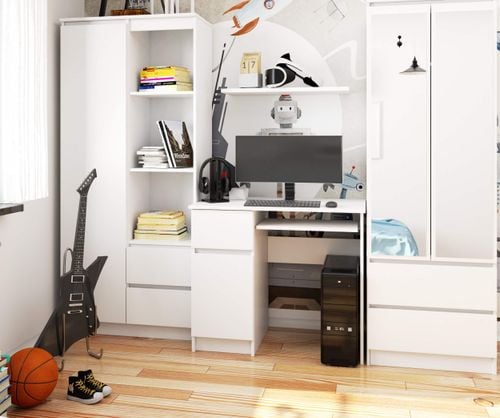 BIURKO KOMPUTEROWE PIKSEL BIAŁE - LEWE na Arena.pl