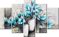 70 100CM OBRAZ 5 ELEM MAGNOLIE NIEBIESKICH KOLORACH DRUK PŁÓTNO