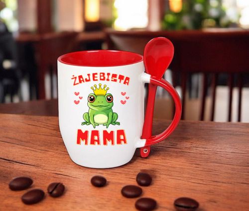 KUBEK Z ŁYŻECZKĄ PREZENT NA DZIEŃ MATKI URODZINY DLA MAMY TEŚCIOWEJ WZORY na Arena.pl