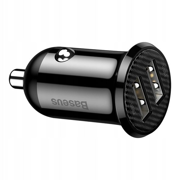 Baseusz Mini Ładowarka Samochodowa, Szybka 2xUSB, Kompaktowa zdjęcie 3