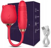 WIBRATOR RÓŻA 3w1 MASAŻER PENIS POSUWISTY SSĄCY STYMULATOR ŁECHTACZKI