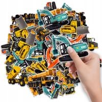 NAKLEJKI NA ZESZYT NALEPKA Z POSTACIAMI MASZYNY BUDOWLANE CAT WZORY 6 SZT