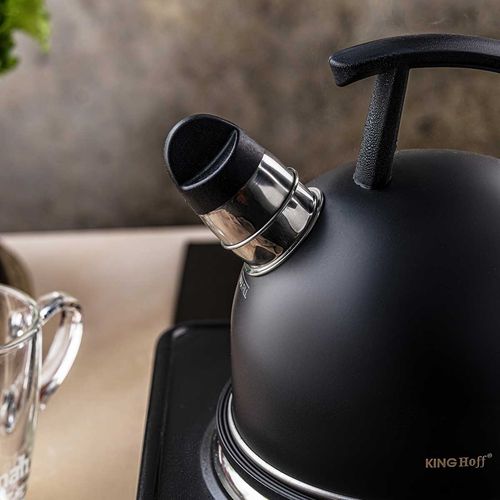 czajnik 1,5l z gwizdkiem kinghoff kh-1897 czarny mat na Arena.pl