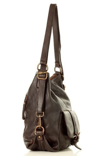 Torba skórzana dla wymagających z opcją plecak old school leather bag - MARCO MAZZINI ciemny brąz caffe na Arena.pl