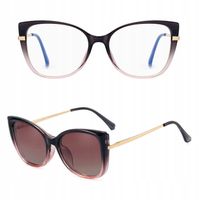 DAMSKIE Okulary 2w1 CLIP-ON Zerówki do KOMPUTERA +NAKŁADKA PRZECIWSŁONECZNA