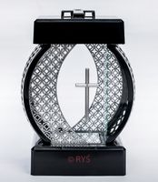 ZNICZ LAMPION GLAMOUR KOŁO AŻUR PIĘKNY KRZYŻ 2 KOLORY SREBRO