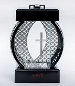 ZNICZ LAMPION GLAMOUR KOŁO AŻUR PIĘKNY KRZYŻ 2 KOLORY SREBRO