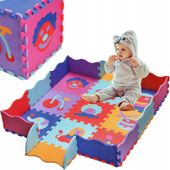 GRUBA MATA PIANKOWA KOJEC DLA DZIECI NIEMOWLĄT EDUKACYJNA KOLOROWA PUZZLE