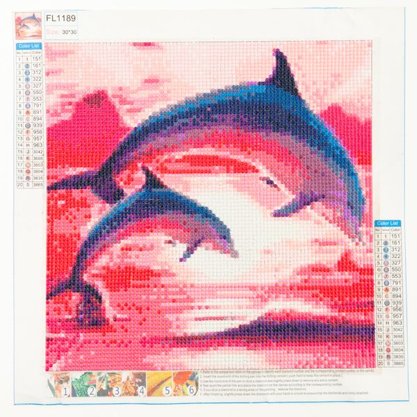 HAFT DIAMENTOWY MALOWANIE DIAMENTAMI 3D delfiny zdjęcie 2