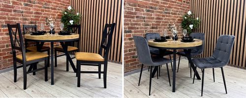 Stół okrągły 100 rozkładany do 200 cm LOFT metalowe nogi gruby blat na Arena.pl