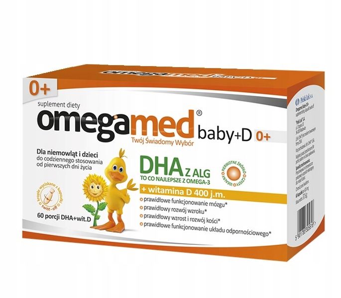 OMEGAMED BABY+D OMEGA 3 ORAZ WITAMINA D DLA NIEMOWLĄT KAPSUŁKI 60 KAPS. zdjęcie 1