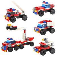 Klocki Konstrukcyjne 4w1 Straż Pożarna Wóz Strażacki z Drabiną Robot Zestaw