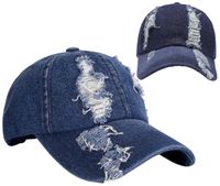 Czapka jeansowa z daszkiem bejsbolówka z przetarciami uniwersalna