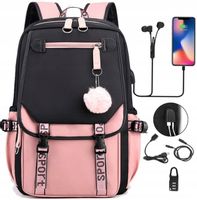 PLECAK SZKOLNY MŁODZIEŻOWY DO SZKOŁY BRELOK USB DUŻY ZESTAW