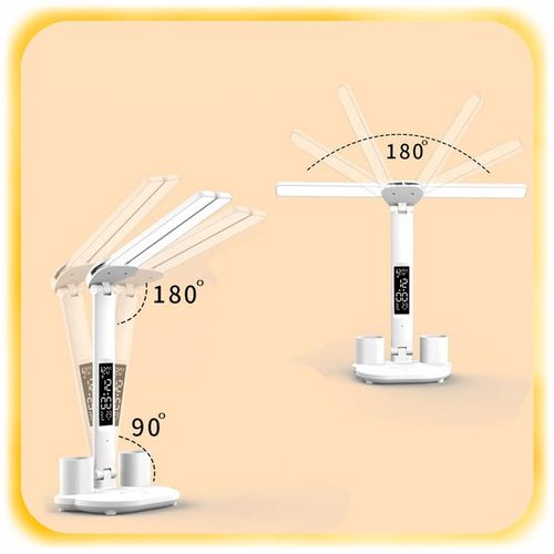 PODWÓJNA LAMPKA BIURKOWA LED Z ORGANIZEREM WYŚWIETLACZEM TEMP ZEGAR na Arena.pl