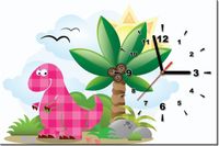 60CM 40CM ZEGAR OBRAZ RÓŻOWY DINOZAUR DRUK PŁÓTNO RAMA