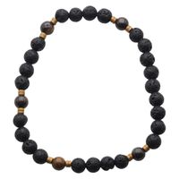 Bransoletka męska na gumce - Bronzyt, lawa i Hematyt 22 cm