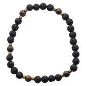 Bransoletka męska na gumce - Bronzyt, lawa i Hematyt 21 cm