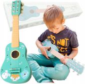 GITARA DREWNIANA DLA DZIECI ZE ZWIERZĄTKAMI DUŻA 6 Strun